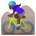 安卓系统里的女子山地自行车：深色肤色emoji表情