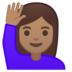 安卓系统里的举手的女人：中等肤色emoji表情