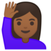 安卓系统里的举手的女人：中等深色肤色emoji表情