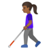 安卓系统里的拿拐杖的女人：中深色肤色emoji表情