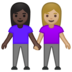 安卓系统里的女性牵手：深色肤色，中浅肤色emoji表情