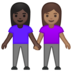 安卓系统里的女性牵手：深色肤色，中等肤色emoji表情