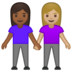 安卓系统里的女性牵手：中暗肤色，中浅肤色emoji表情