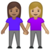 安卓系统里的女性牵手：中等肤色，中等肤色emoji表情