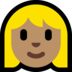 Windows系统里的女性：中等肤色，金发emoji表情