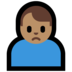 Windows系统里的男人皱眉：中等肤色emoji表情