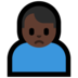 Windows系统里的男人皱眉：深色肤色emoji表情