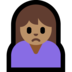Windows系统里的女人皱眉：中等肤色emoji表情