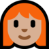Windows系统里的女性：中浅肤色，红发emoji表情