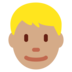 Twitter里的男士：中等肤色，金发emoji表情