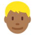 Twitter里的男士：中深色肤色，金发emoji表情
