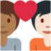 Twitter里的情侣: 成人成人中等-深肤色较浅肤色emoji表情