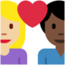 Twitter里的情侣: 女人男人中等-浅肤色较深肤色emoji表情