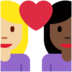 Twitter里的情侣: 女人女人中等-浅肤色较深肤色emoji表情