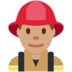 Twitter里的男消防员：中等肤色emoji表情