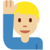 Twitter里的举手的男人：中浅肤色emoji表情