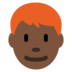 Twitter里的男士：深色肤色，红色头发emoji表情