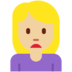 Twitter里的女人皱眉：中等浅肤色emoji表情