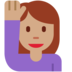 Twitter里的举手的女人：中等肤色emoji表情