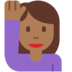 Twitter里的举手的女人：中等深色肤色emoji表情