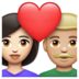 WhatsApp里的情侣: 女人男人较浅肤色中等-浅肤色emoji表情