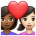 WhatsApp里的情侣: 女人女人中等-深肤色较浅肤色emoji表情