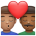 WhatsApp里的亲吻: 男人男人中等肤色中等-深肤色emoji表情