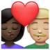 WhatsApp里的亲吻: 女人男人较深肤色中等-浅肤色emoji表情