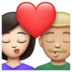WhatsApp里的亲吻: 女人男人较浅肤色中等-浅肤色emoji表情