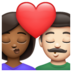 WhatsApp里的亲吻: 女人男人中等-深肤色较浅肤色emoji表情