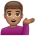 WhatsApp里的单手举起的男人：中等肤色emoji表情