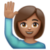 WhatsApp里的举手的女人：中等肤色emoji表情