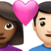 苹果系统里的情侣: 女人男人中等-深肤色较浅肤色emoji表情