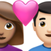 苹果系统里的情侣: 女人男人中等肤色较浅肤色emoji表情