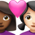 苹果系统里的情侣: 女人女人中等-深肤色较浅肤色emoji表情