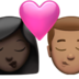 苹果系统里的亲吻: 女人男人较深肤色中等肤色emoji表情