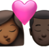 苹果系统里的亲吻: 女人男人中等-深肤色较深肤色emoji表情