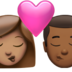 苹果系统里的亲吻: 女人男人中等肤色中等-深肤色emoji表情