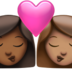 苹果系统里的亲吻: 女人女人中等-深肤色中等肤色emoji表情
