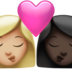 苹果系统里的亲吻: 女人女人中等-浅肤色较深肤色emoji表情
