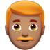 苹果系统里的男士：中等肤色，红发emoji表情