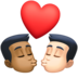 Facebook上的亲吻: 男人男人中等-深肤色较浅肤色emoji表情