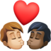 Facebook上的亲吻: 男人男人中等-浅肤色较深肤色emoji表情