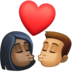 Facebook上的亲吻: 女人男人较深肤色中等肤色emoji表情