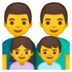 安卓系统里的家庭：男人，男人，女孩，男孩emoji表情