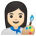 安卓系统里的女艺术家：浅肤色emoji表情