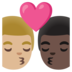 安卓系统里的亲吻: 男人男人中等-浅肤色较深肤色emoji表情