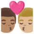 安卓系统里的亲吻: 男人男人中等肤色中等-浅肤色emoji表情