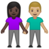 安卓系统里的男女牵手：深色肤色，中浅肤色emoji表情