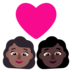Windows系统里的情侣: 女人女人中等-深肤色较深肤色emoji表情